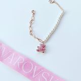  Lắc tay gấu Teddy hồng mix ngọc trai - Swarovski bracelet Bear, Pink, Rose gold-tone plated 