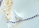 Lắc tay Swarovski Tennis Deluxe màu trắng mix xanh dương - Swarovski Tennis Deluxe bracelet Round cut, Blue, Rhodium plated 