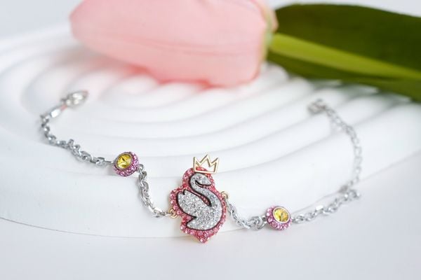  Lắc tay Swarovski Pop Swan hồng - Swarovski  Pop Swan Bracelet, Swan, Pink, Rhodium Plated 
