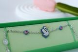  Lắc tay Swarovski pop swan xanh - Swarovski Swan Bracelet, Swan, Blue, Rhodium Plated 