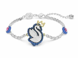  Lắc tay Swarovski pop swan xanh - Swarovski Swan Bracelet, Swan, Blue, Rhodium Plated 