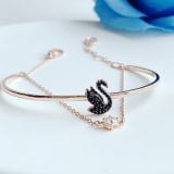 Swarovski Swan bangle Swan, Black, Rose gold-tone plated 