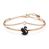  Swarovski Swan bangle Swan, Black, Rose gold-tone plated 