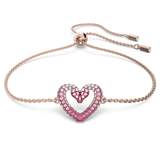  Una bracelet Heart, Small, Pink, Rose gold-tone plated 