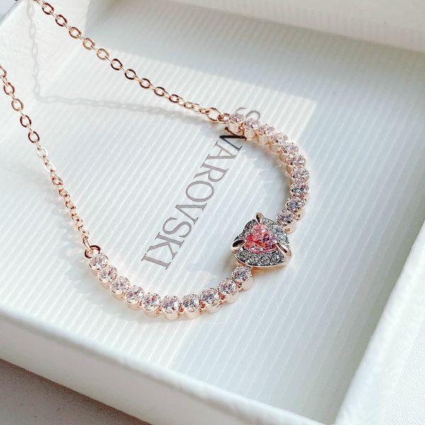  Lắc tay Swarovski tim hồng - Swarovski bracelet Heart, Pink, Rose gold-tone plated 