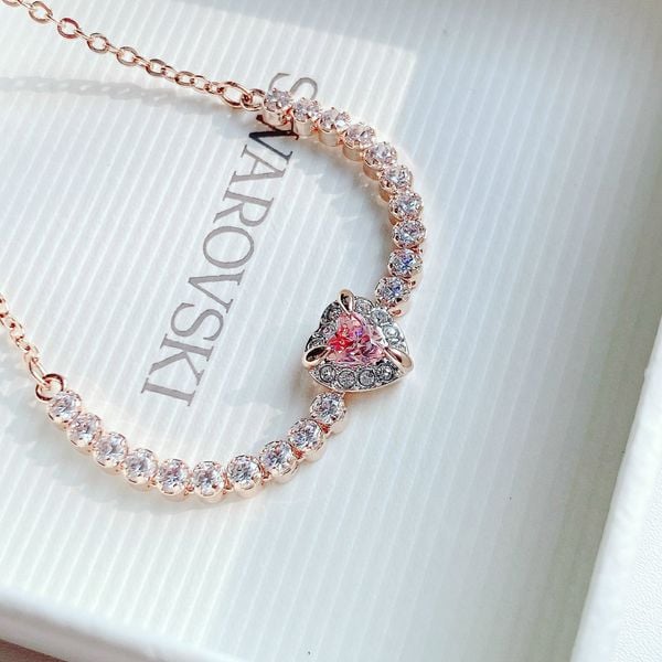 Lắc tay Swarovski tim hồng - Swarovski bracelet Heart, Pink, Rose gold-tone plated 