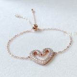  Lắc tay thiên nga chụm đầu Swarovski màu vàng hồng - Swarovski Una bracelet Heart, Medium, White, Rose gold-tone plated 