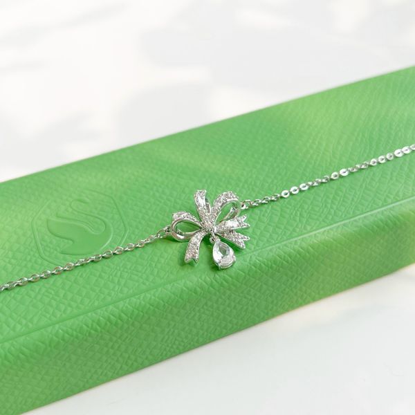  Lắc tay Swarovski Volta nơ trắng - Swarovski Volta bracelet Bow, White, Rhodium plated 