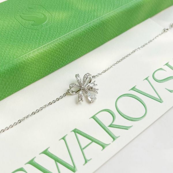  Lắc tay Swarovski Volta nơ trắng - Swarovski Volta bracelet Bow, White, Rhodium plated 