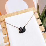  Thiên nga đen Swarovski dây vàng hồng - Swarovski Iconic Swan pendant,  Black, Rose gold-tone plated 