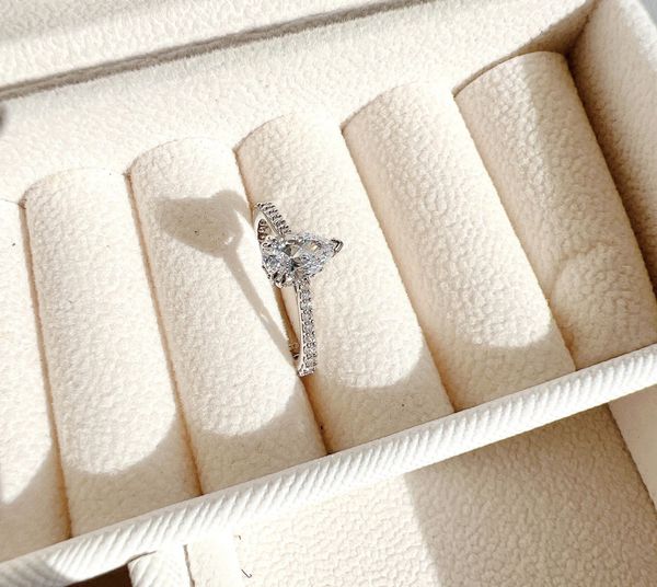  Nhẫn Swarovski Millenia cocktail pear cut size 55 - Swarovski Millenia cocktail ring Pear cut, Pavé, White, Rhodium plated 