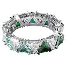  Nhẫn Swarovski Ortyx cocktail màu xanh lá cây - Swarovski Ortyx cocktail ring Triangle cut, Green, Rhodium plated 