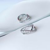  Hyperbola ring Round cut, White, Rhodium plated - Size 52 