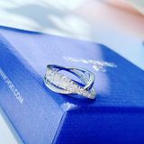  Hyperbola ring Round cut, White, Rhodium plated - Size 52 