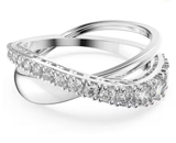  Hyperbola ring Round cut, White, Rhodium plated - Size 52 