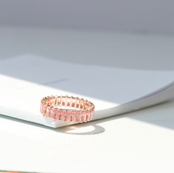  Nhẫn Swarovski Matrix hồng - Swarovski Matrix ring Baguette cut, Pink, Rose gold-tone plated 
