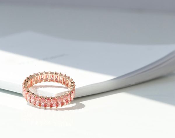  Nhẫn Swarovski Matrix hồng - Swarovski Matrix ring Baguette cut, Pink, Rose gold-tone plated 