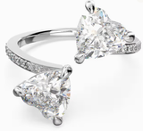  Mesmera open ring Heart, White, Rhodium plated 
