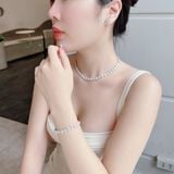  Set Swarovski Angelic trắng gồm Dây chuyền, lắc tay và khuyên tai - Swarovski Angelic set Round cut, White, Rhodium plated (có tách lẻ từng món) 