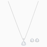  Set dây chuyền khuyên tai Swarovski Begin trắng - Swarovski Begin set Trilliant cut, White, Rhodium plated 