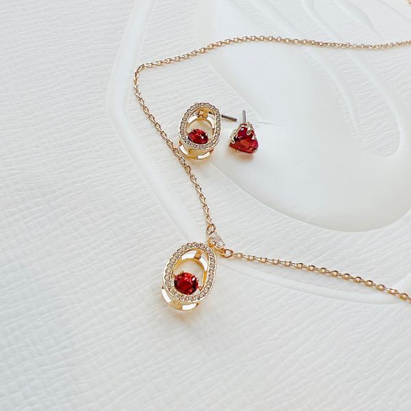  Cariti set Red bean, Red, Gold-tone plated 