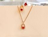  Cariti set Red bean, Red, Gold-tone plated 