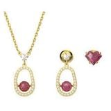  Cariti set Red bean, Red, Gold-tone plated 