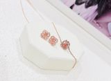  Set dây chuyền - khuyên tai Swarovski đá nhảy hình cỏ bốn lá vàng hồng - Swarovski Sparkling Dance set Mixed cuts, Clover, Pink, Rose gold-tone plated 