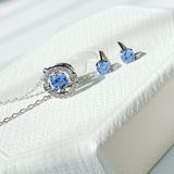  Set Swarovski đá nhảy xanh   - Swarovski Sparkling Dance set Round cut, Blue, Rhodium plated 