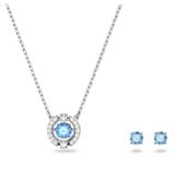  Set Swarovski đá nhảy xanh   - Swarovski Sparkling Dance set Round cut, Blue, Rhodium plated 