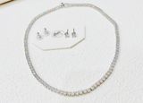  Set dây và khuyên Swarovski Matrix trắng - Swarovski Matrix Tennis set Round cut, White, Rhodium plated 