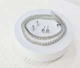  Set dây và khuyên Swarovski Matrix trắng - Swarovski Matrix Tennis set Round cut, White, Rhodium plated 