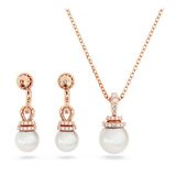  Set dây chuyền - khuyên tai ngọc trai Swarovski màu vàng hồng - Swarovski Originally set White, Rose gold-tone plated 