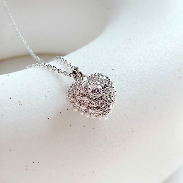  Hyperbola set Heart, White, Rhodium plated 