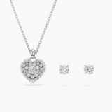  Hyperbola set Heart, White, Rhodium plated 