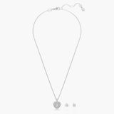  Hyperbola set Heart, White, Rhodium plated 