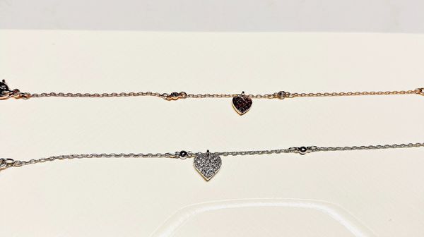  Crystal Wishes bracelet Set (2), Heart, Red, Mixed metal finish 