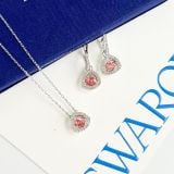  Set dây chuyền khuyên tai Swarovski đá nhảy hồng Millenia - Swarovski Millenia set Trilliant cut, Pink, Rhodium plated 