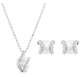  Set dây chuyền - khuyên tai ngọc trai Swarovski - Swarovski Nude set White, Rhodium plated 