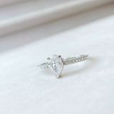  Attract Pear Ring Set White, Rhodium plated - Size 58 