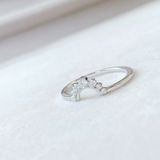  Attract Pear Ring Set White, Rhodium plated - Size 58 