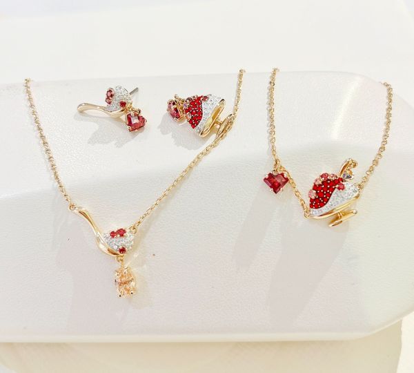  Cariti set Red bean ice, Red, Gold-tone plated 