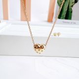  Set tim phồng màu gold - Swarovski Heart Set, Gold tone, Gold-tone plated 