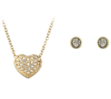  Set tim phồng màu gold - Swarovski Heart Set, Gold tone, Gold-tone plated 