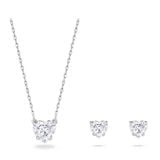 Set dây chuyền - khuyên tai Swarovski trắng - Swarovski Attract set Heart, White, Rhodium plated 