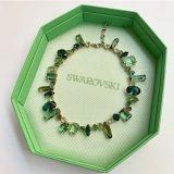  Gema necklace Mixed cuts, Green, Gold-tone plated 