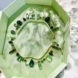  Gema necklace Mixed cuts, Green, Gold-tone plated 