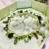  Gema necklace Mixed cuts, Green, Gold-tone plated 