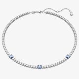  Dây chuyền Swarovski Matrix mix màu trắng, xanh - Swarovski Matrix Tennis necklace Mixed cuts, Blue, Rhodium plated 