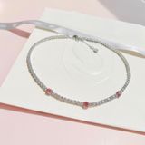  Dây chuyền Swarovski Matrix mix màu trắng, hồng - Swarovski Matrix Tennis necklace Mixed cuts, Pink, Rhodium plated 